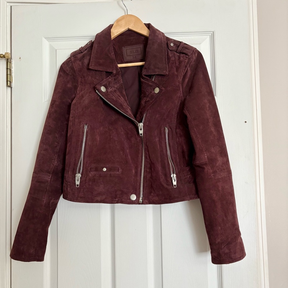 SL8 Blank NYC Women's Suede Leather Jacket in Deep Purple - Picture 4 of 7